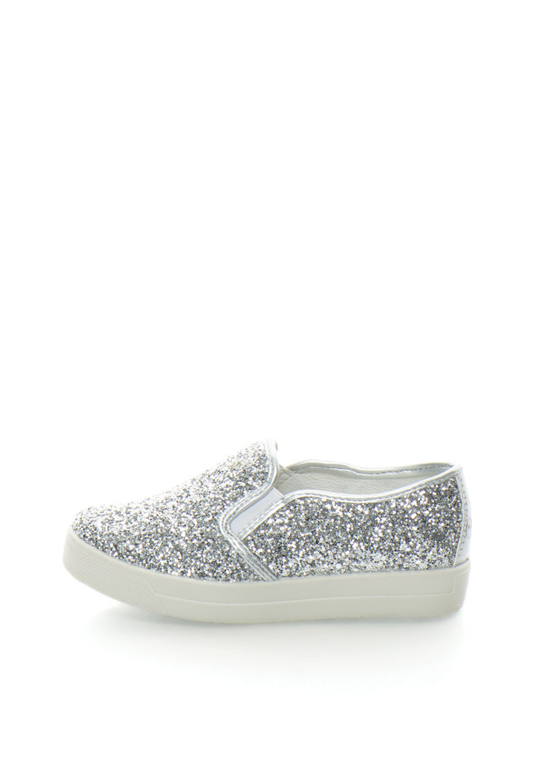 Pantofi slip-on argintii stralucitori